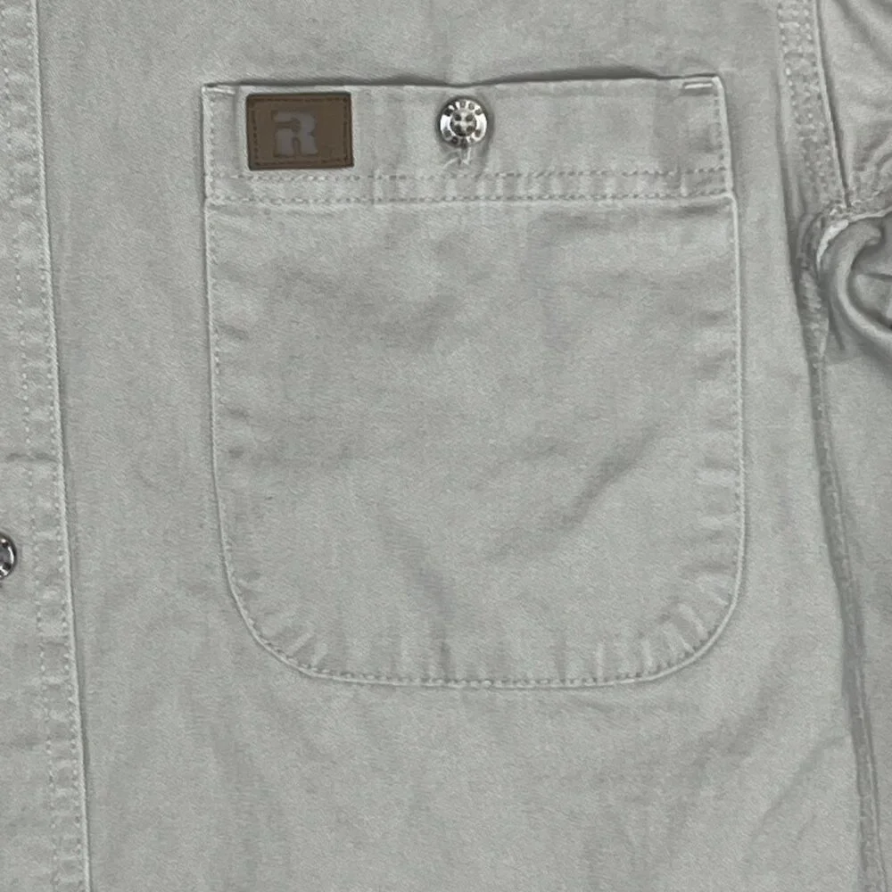 Wrangler Riggs Workwear Button Down Shirt Mens Lg Button Up Pocket Taupe Khaki - Picture 5 of 11